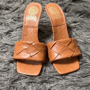 Vince Camuto Brown Woven Leather Heels